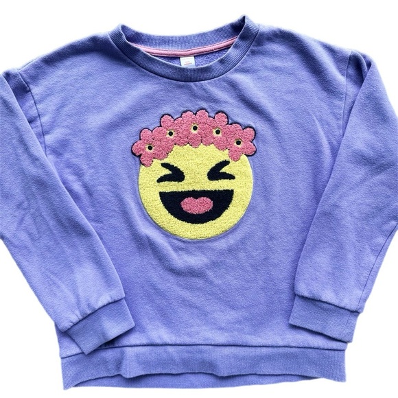 Joe Fresh Girls 7-8 Purple  Emoji Crewneck Sweatshirt - Picture 1 of 6